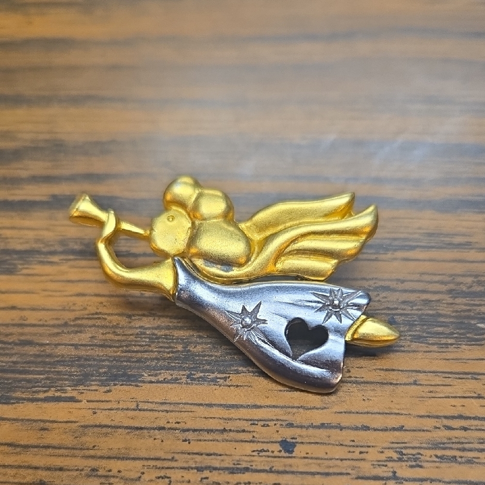 Gold and Silver Angel Brooch